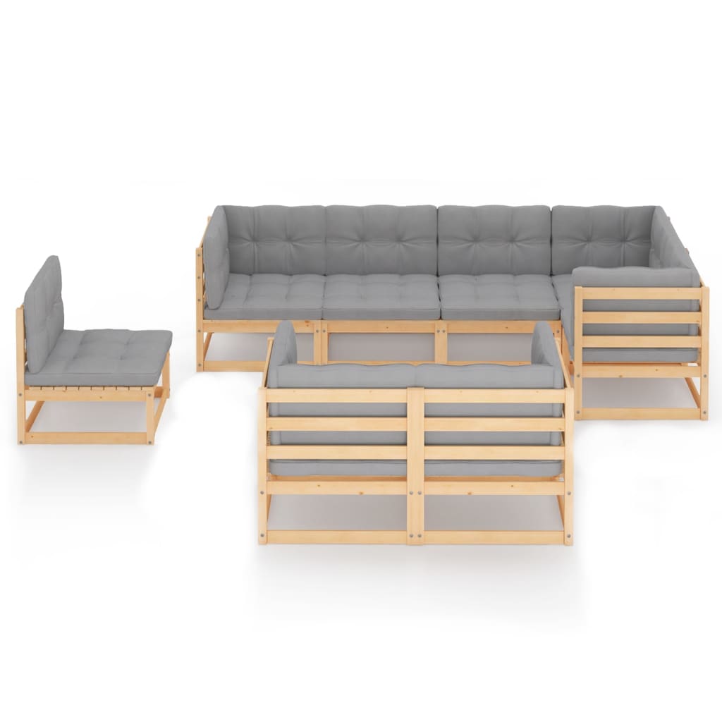 vidaXL 8-tlg. Garten-Lounge-Set mit Kissen Massivholz Kiefer