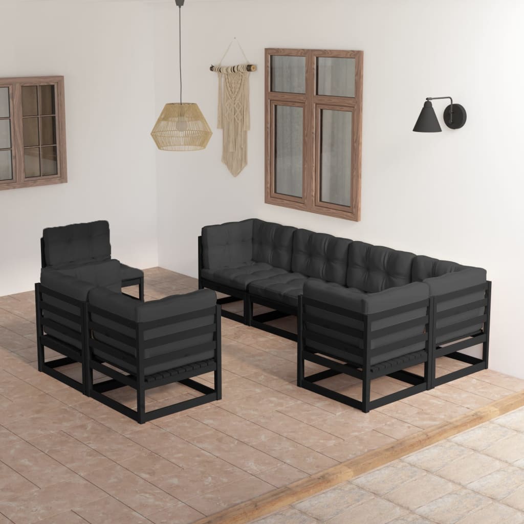 vidaXL 8-tlg. Garten-Lounge-Set mit Kissen Massivholz Kiefer