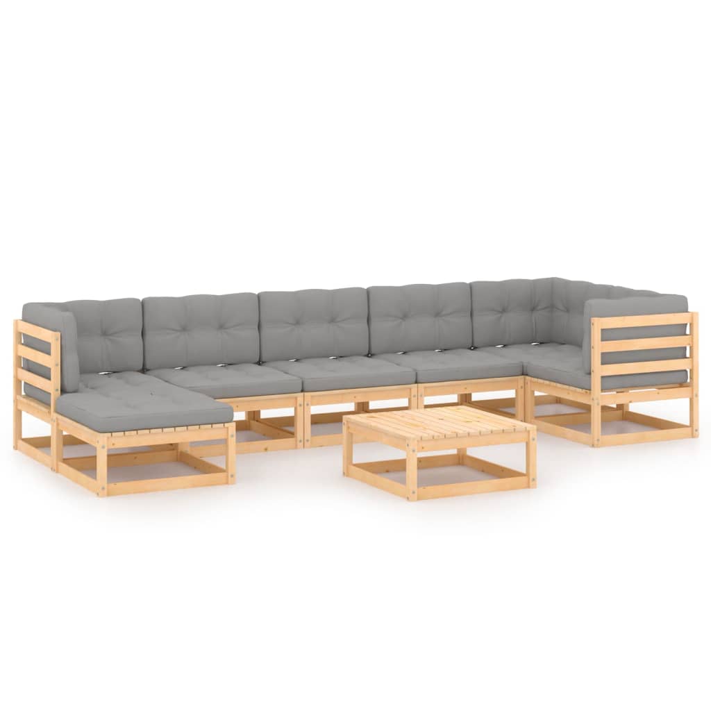 vidaXL 8-tlg. Garten-Lounge-Set mit Kissen Massivholz Kiefer