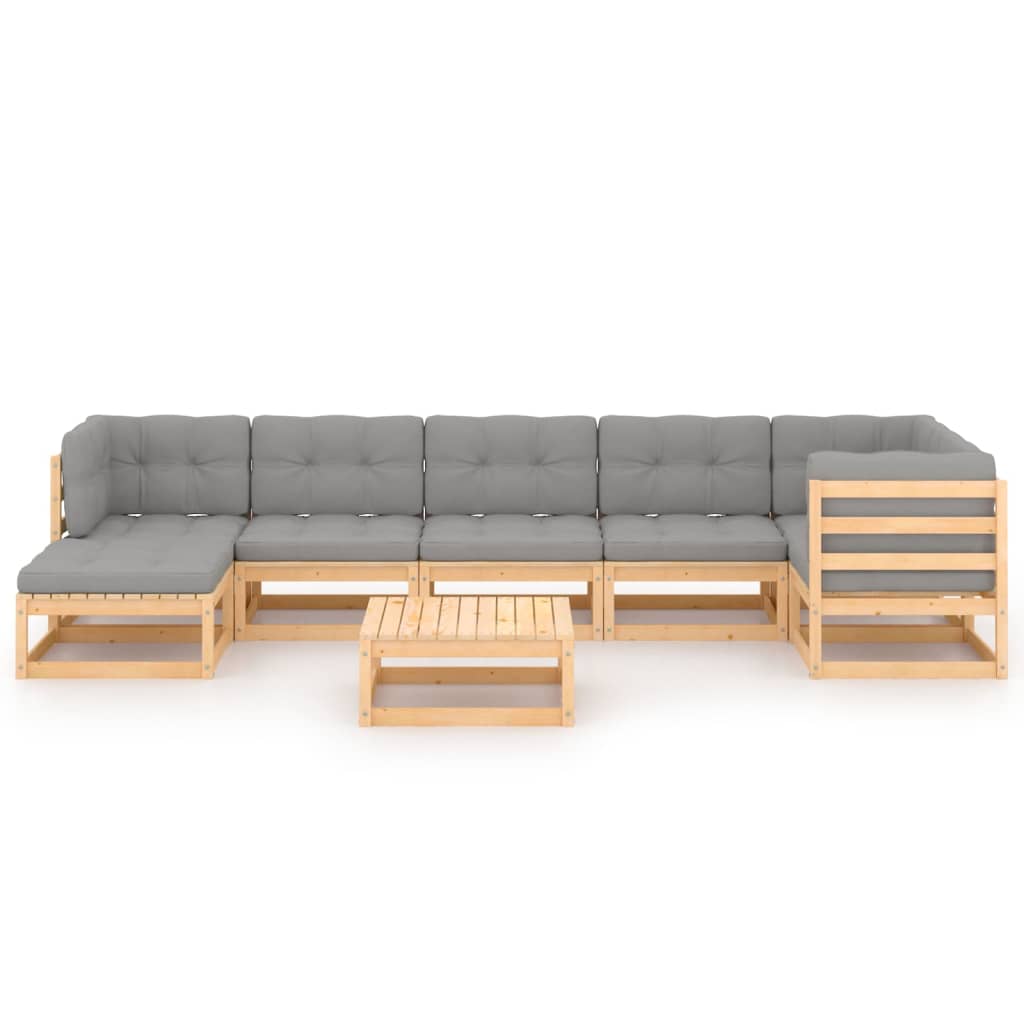 vidaXL 8-tlg. Garten-Lounge-Set mit Kissen Massivholz Kiefer