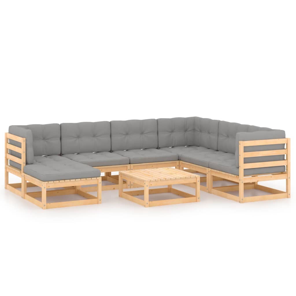 vidaXL 8-tlg. Garten-Lounge-Set mit Kissen Massivholz Kiefer
