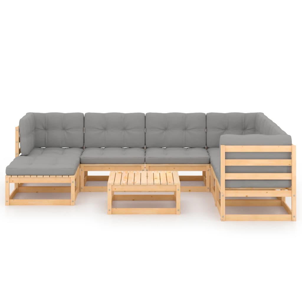 vidaXL 8-tlg. Garten-Lounge-Set mit Kissen Massivholz Kiefer