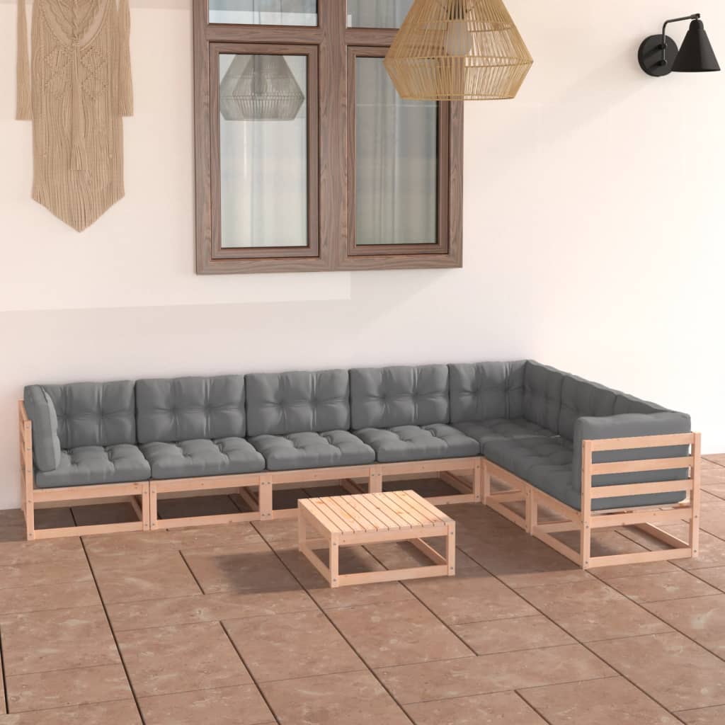vidaXL 8-tlg. Garten-Lounge-Set mit Kissen Massivholz Kiefer
