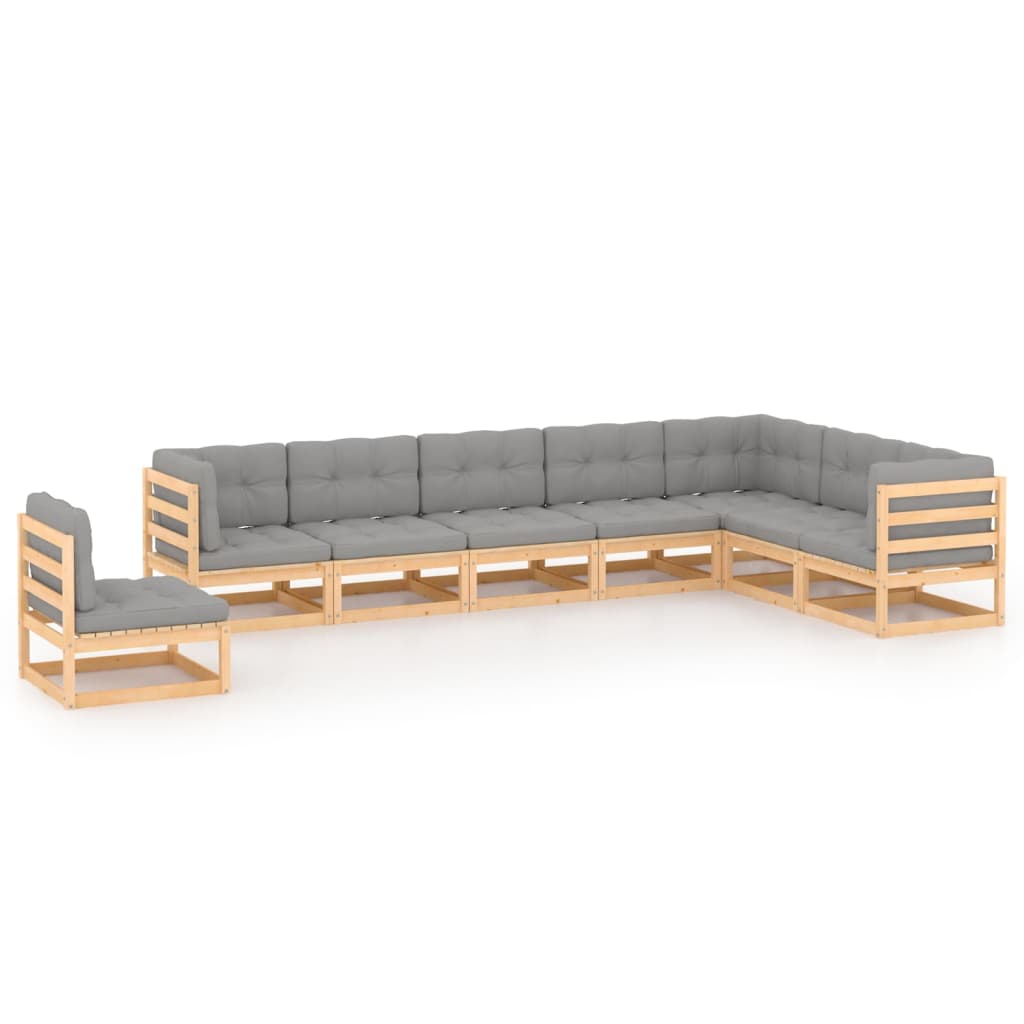 vidaXL 8-tlg. Garten-Lounge-Set mit Kissen Massivholz Kiefer