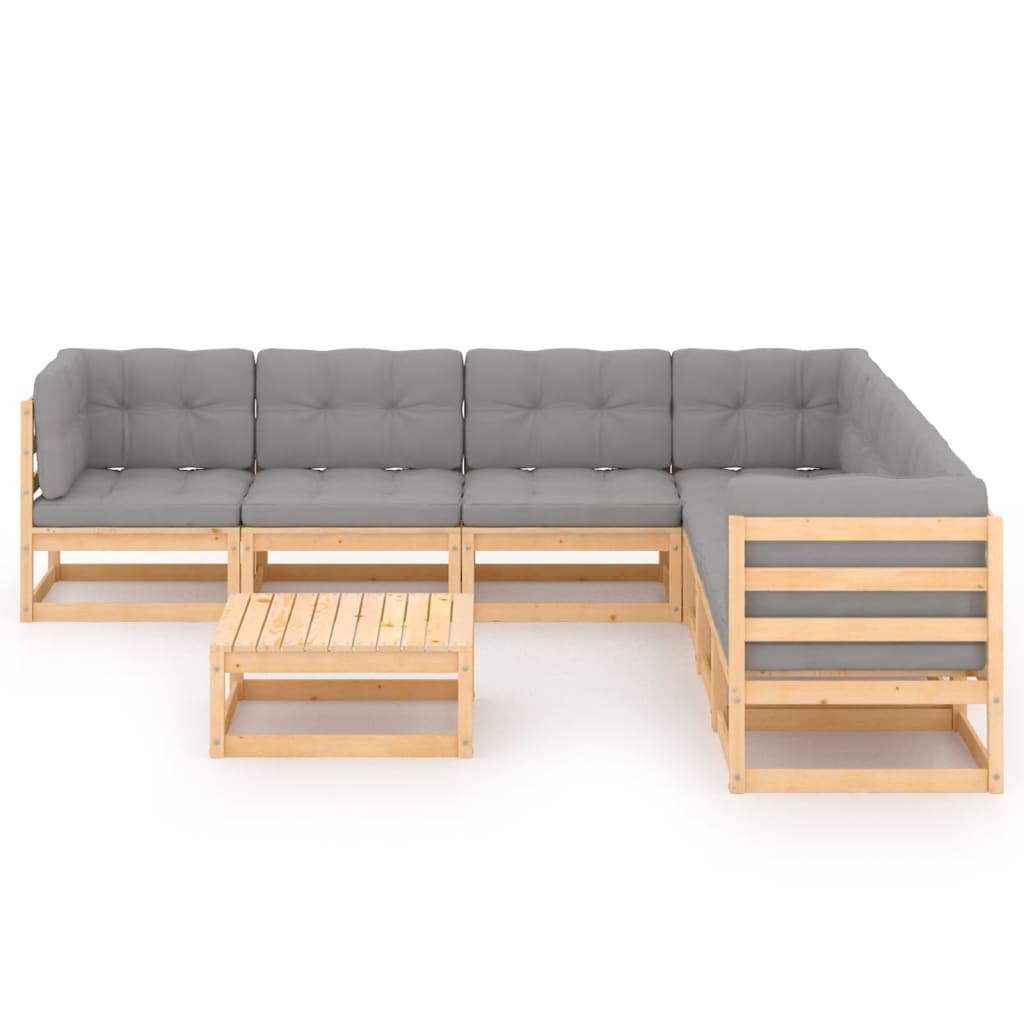 vidaXL 8-tlg. Garten-Lounge-Set mit Kissen Massivholz Kiefer