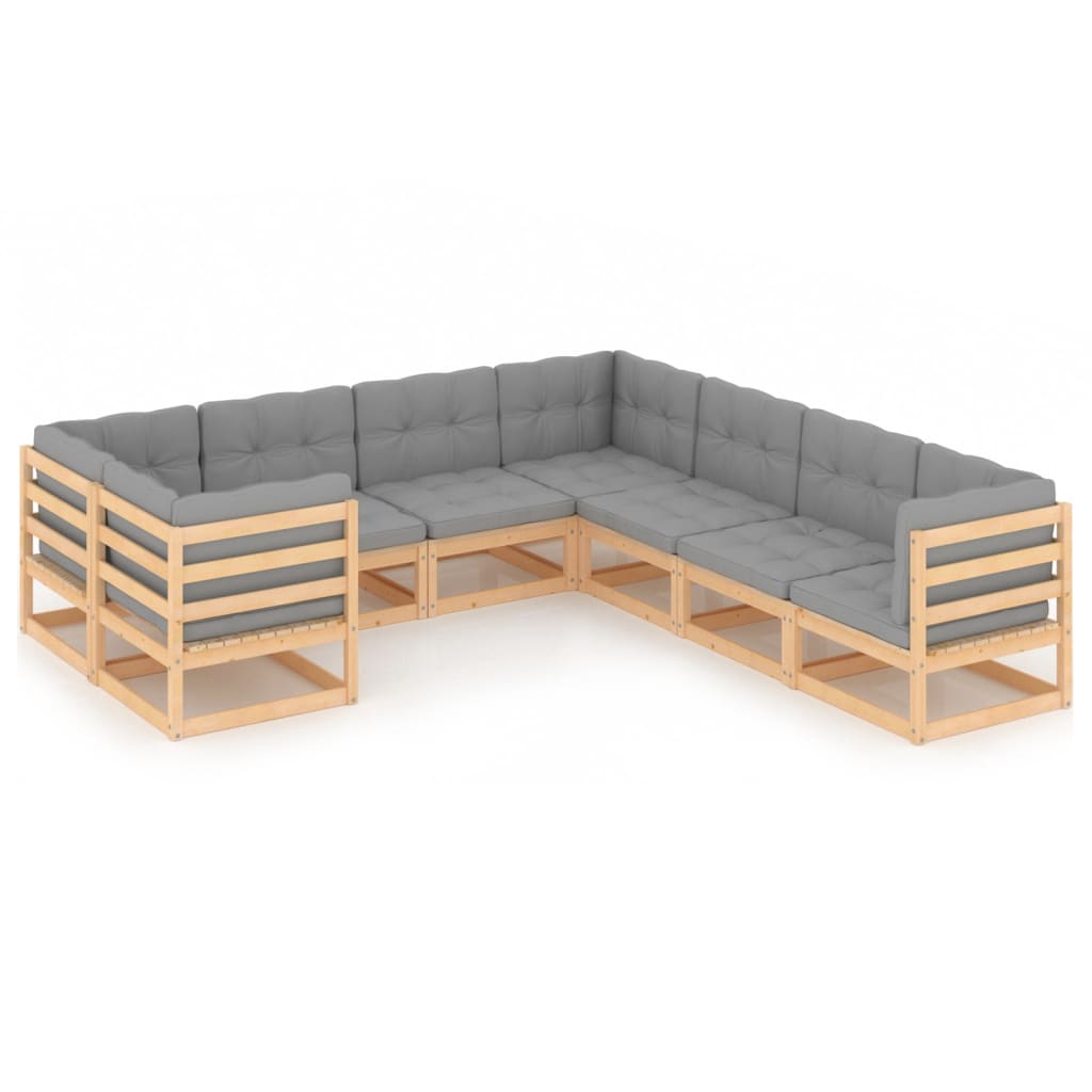 vidaXL 8-tlg. Garten-Lounge-Set mit Kissen Massivholz Kiefer