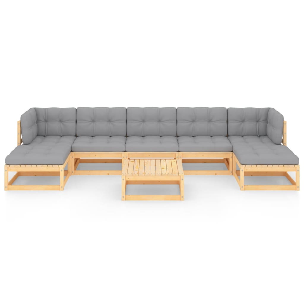 vidaXL 8-tlg. Garten-Lounge-Set mit Kissen Massivholz Kiefer
