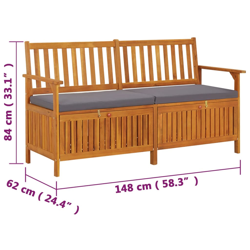 vidaXL Truhenbank mit Kissen 148 cm Massivholz Akazie