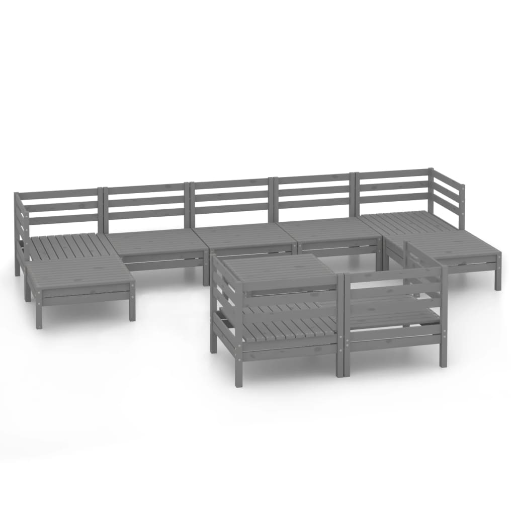 vidaXL 10-tlg. Garten-Lounge-Set Grau Massivholz Kiefer