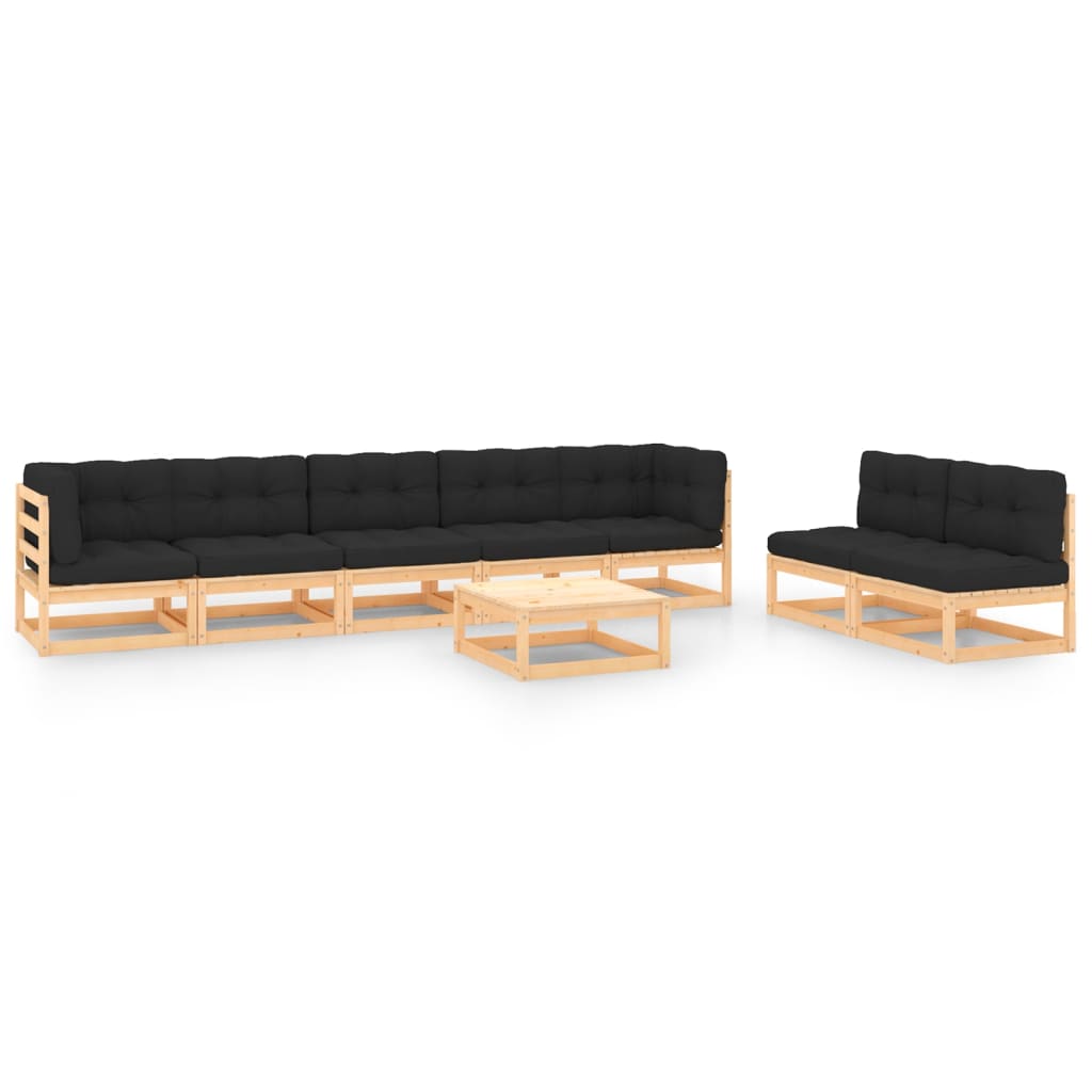vidaXL 8-tlg. Garten-Lounge-Set mit Kissen Massivholz Kiefer