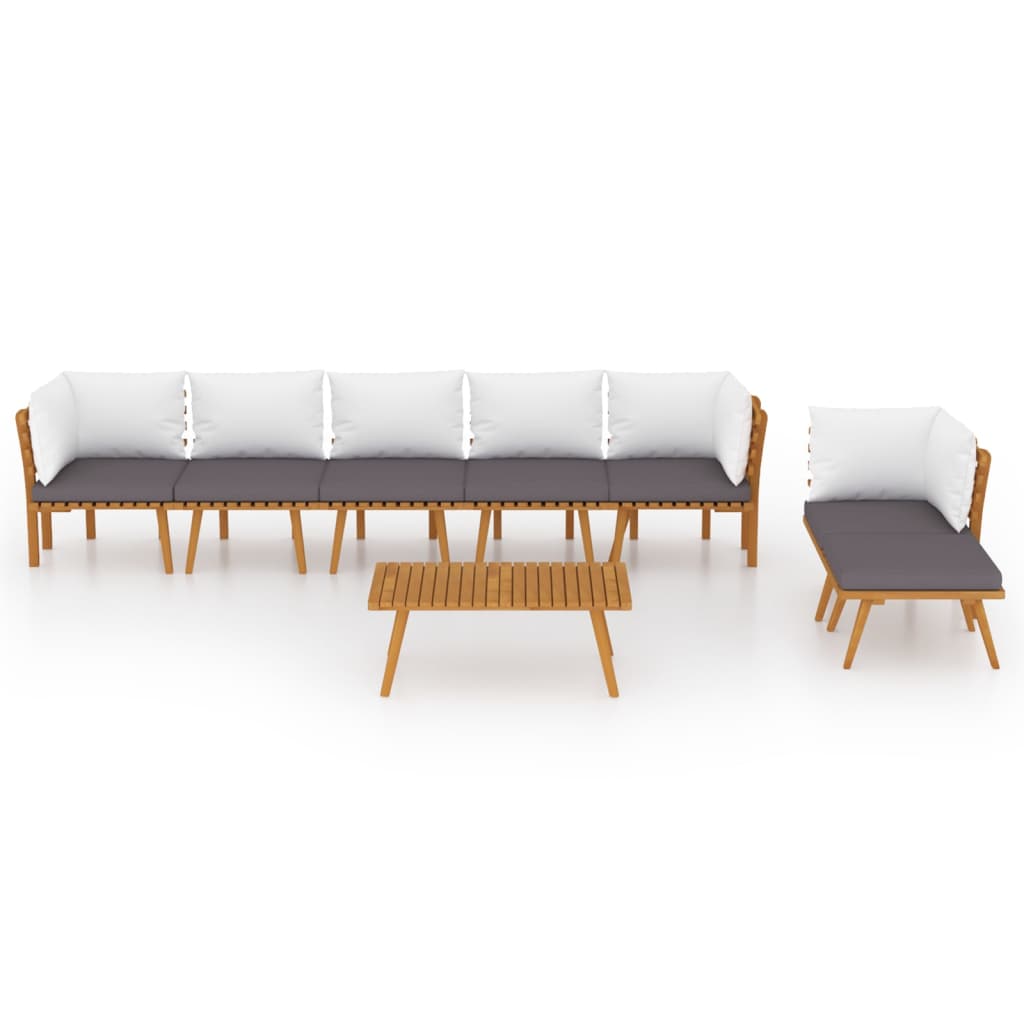 vidaXL 8-tlg. Garten-Lounge-Set mit Kissen Massivholz Akazie