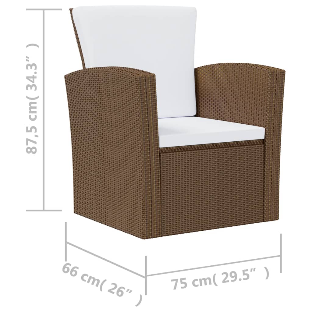 vidaXL 8-tlg. Garten-Lounge-Set mit Kissen Poly Rattan Braun