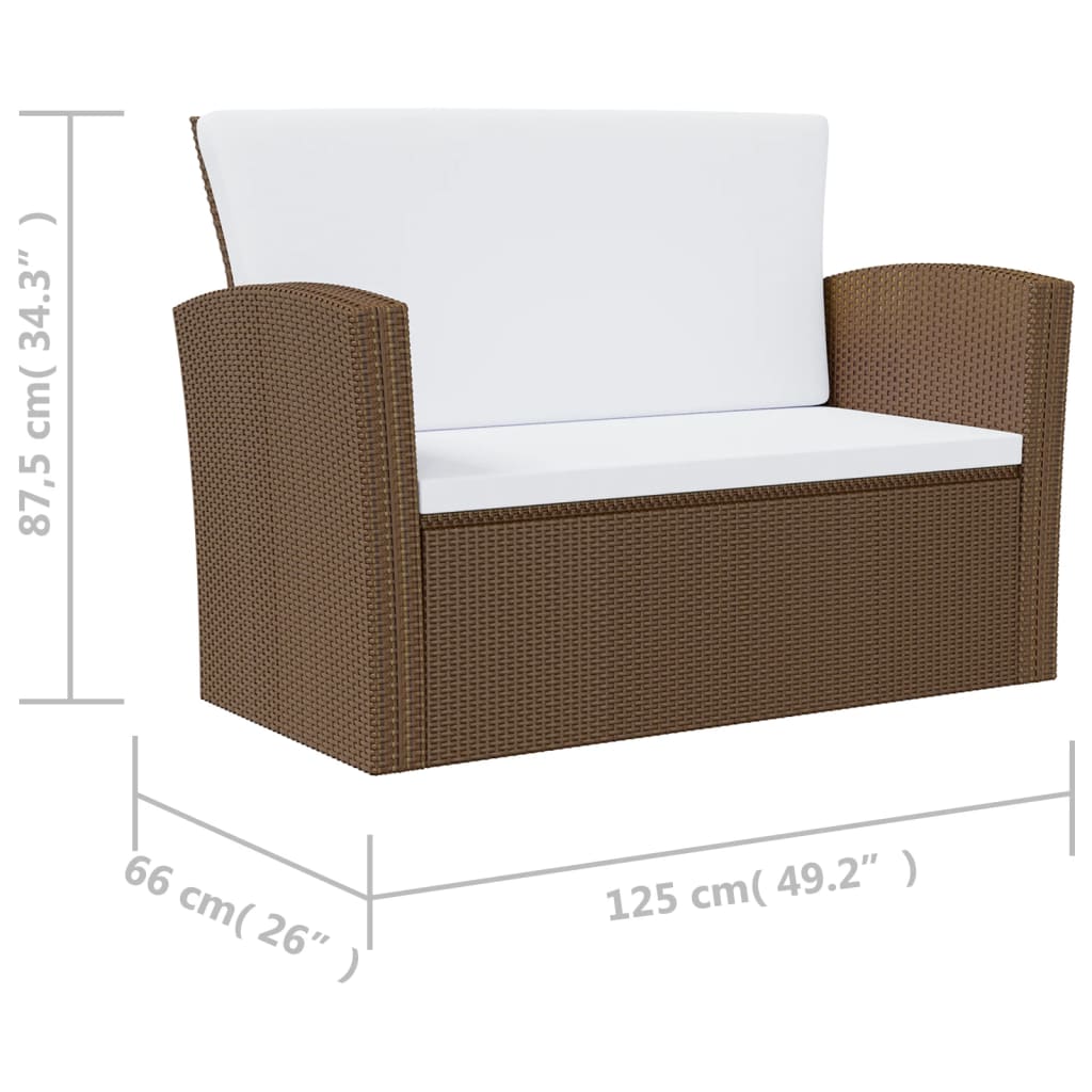 vidaXL 8-tlg. Garten-Lounge-Set mit Kissen Poly Rattan Braun