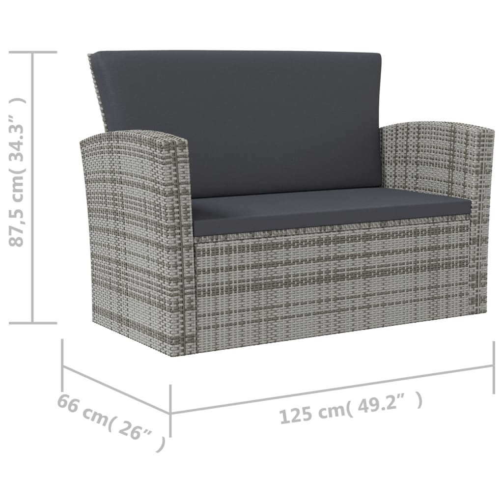 vidaXL 8-tlg. Garten-Lounge-Set mit Kissen Poly Rattan Grau