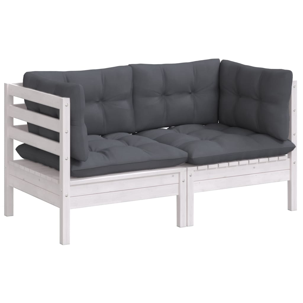 vidaXL 2-Sitzer-Gartensofa mit Anthrazit Kissen Massivholz Kiefer