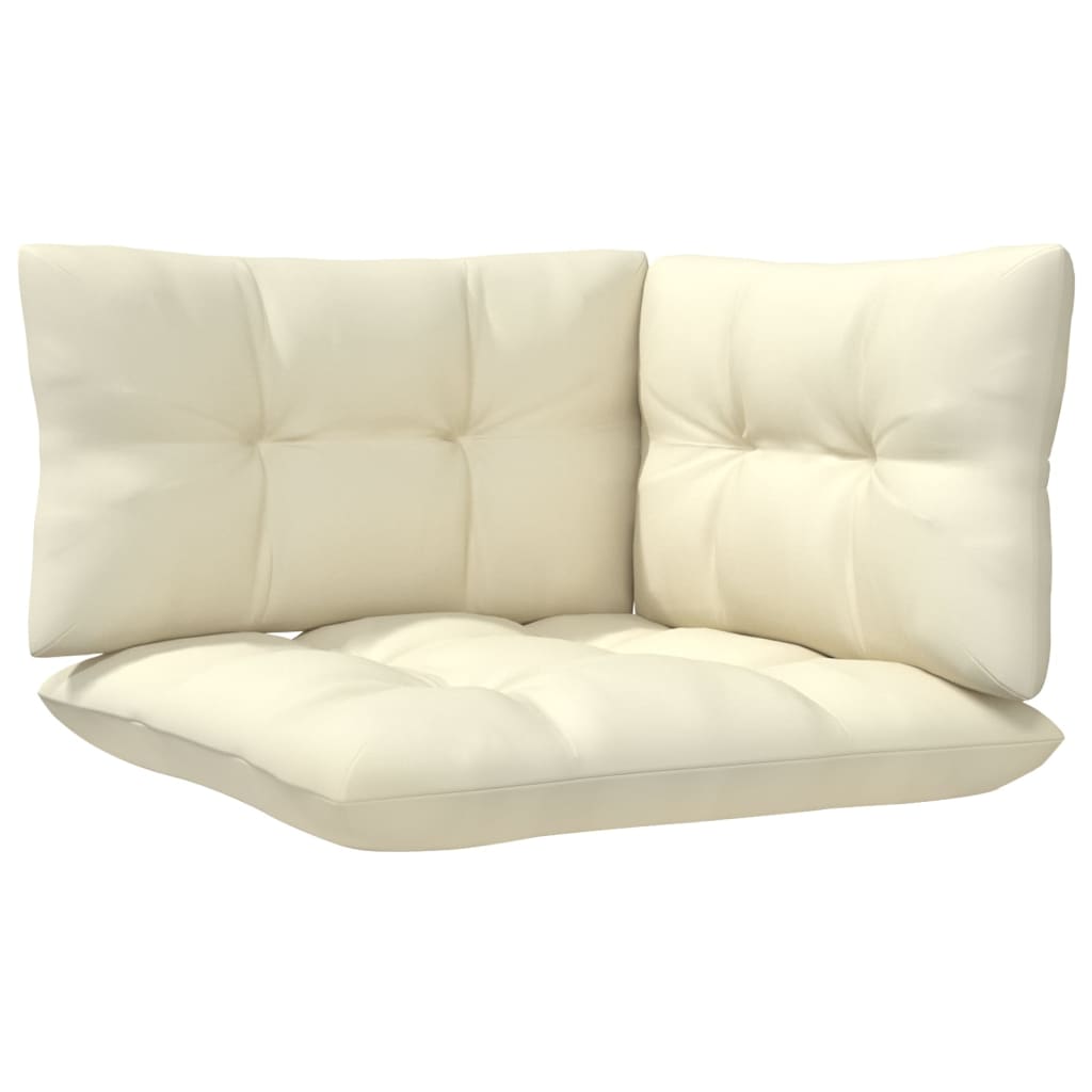 vidaXL 3-Sitzer-Gartensofa mit Creme Kissen Massivholz Kiefer