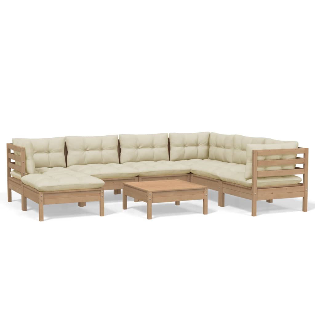 vidaXL 8-tlg. Garten-Lounge-Set mit Kissen Honigbraun Kiefernholz