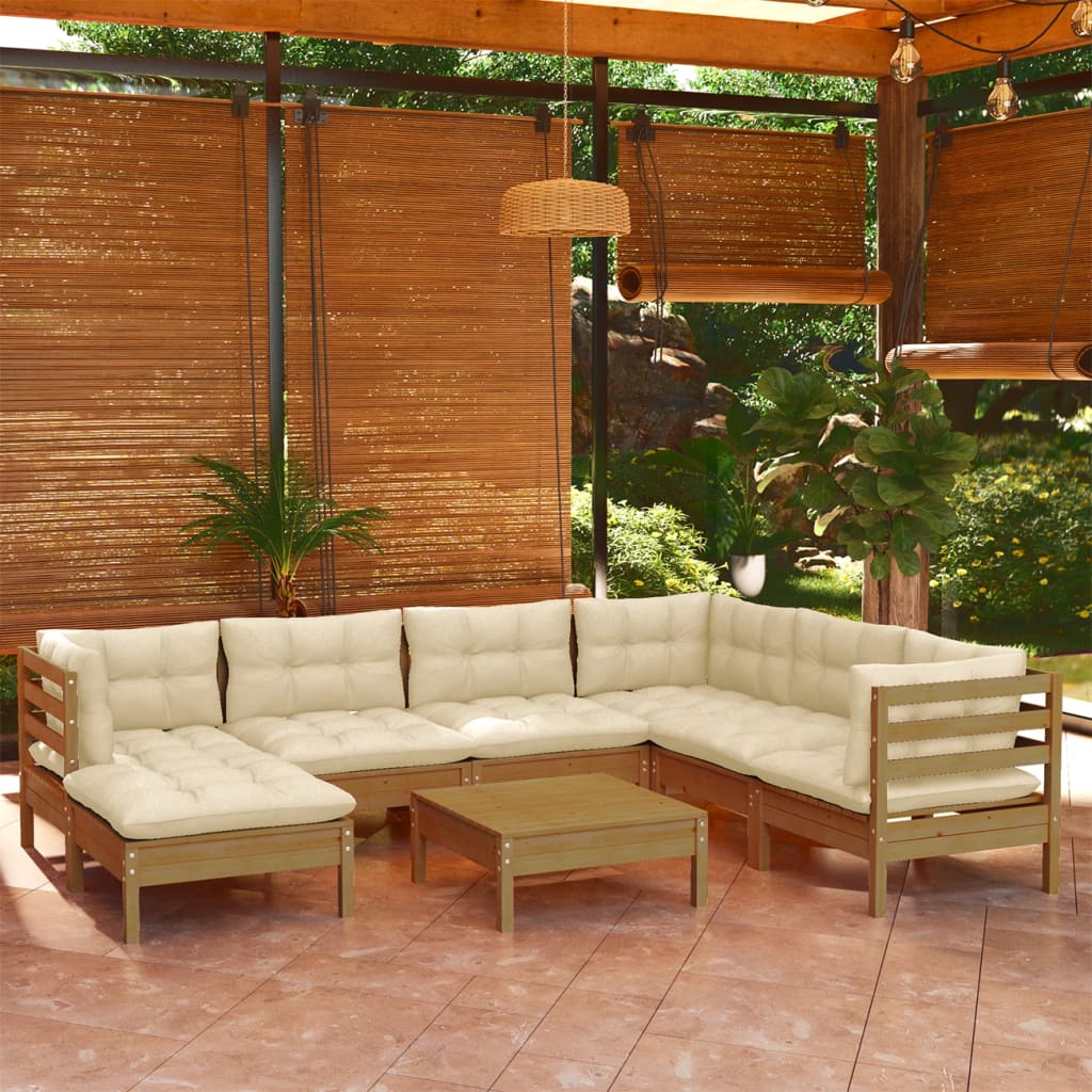 vidaXL 8-tlg. Garten-Lounge-Set mit Kissen Honigbraun Kiefernholz