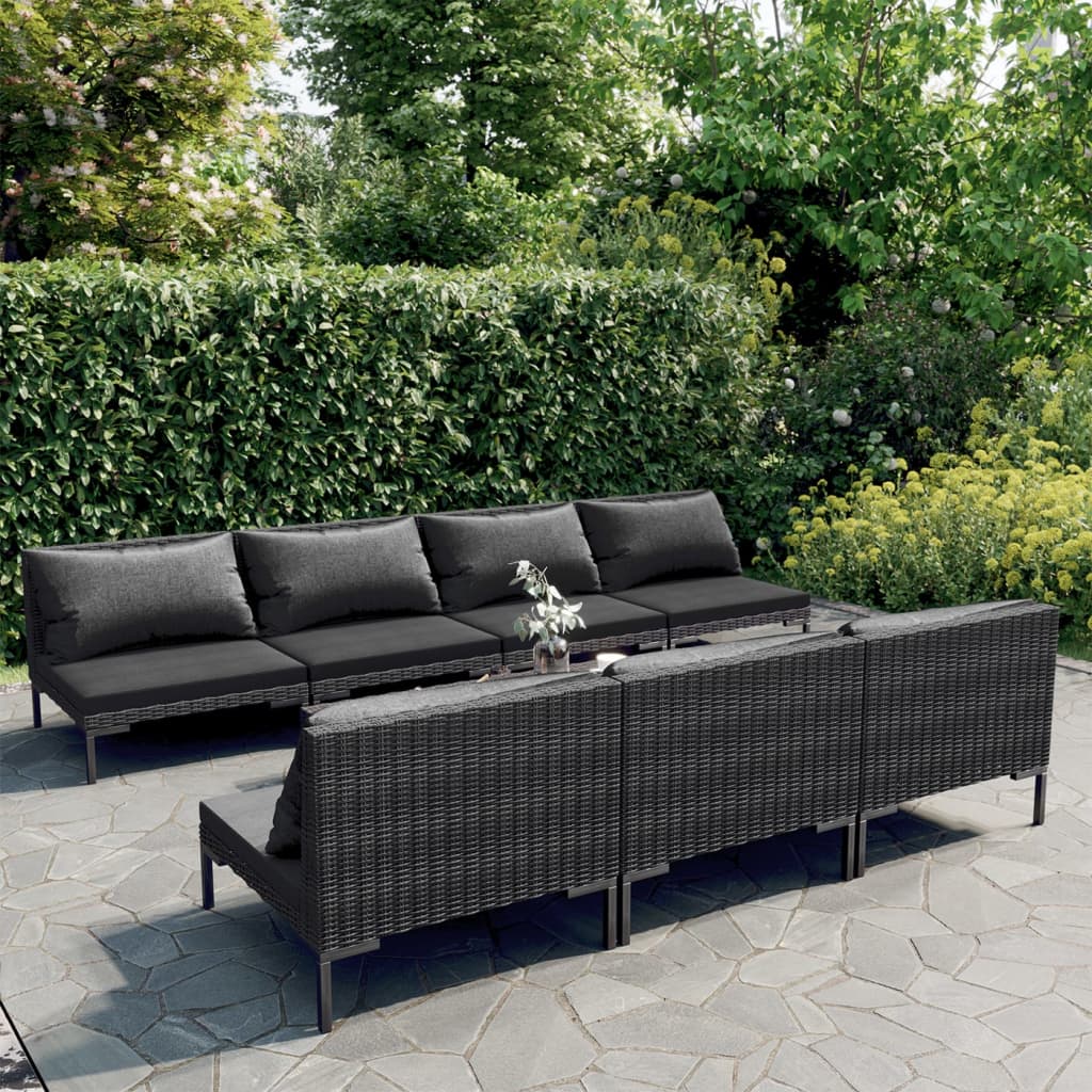 vidaXL 8-tlg. Garten-Lounge-Set mit Kissen Poly Rattan Dunkelgrau