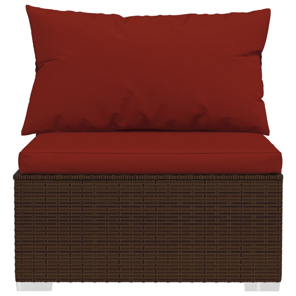 vidaXL 8-tlg. Garten-Lounge-Set mit Kissen Poly Rattan Braun