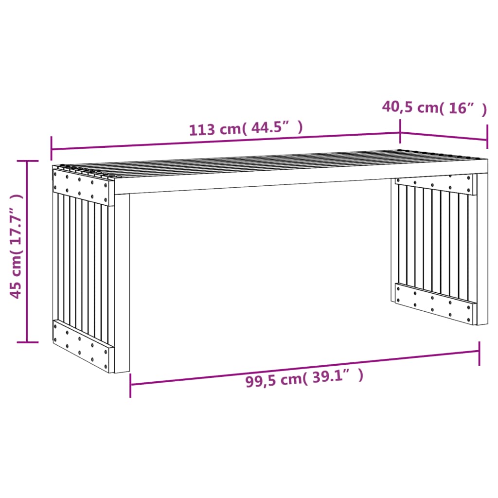 vidaXL Gartenbank Ausziehbar 212,5x40,5x45 cm Massivholz Kiefer