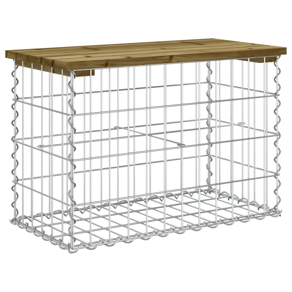 vidaXL Gartenbank aus Gabionen 63x31,5x42 cm Kiefernholz Imprägniert