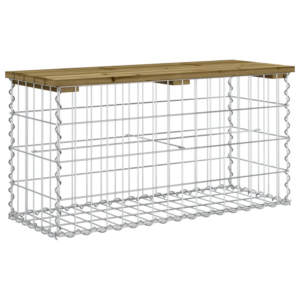 vidaXL Gartenbank aus Gabionen 83x31,5x42 cm Kiefernholz Imprägniert