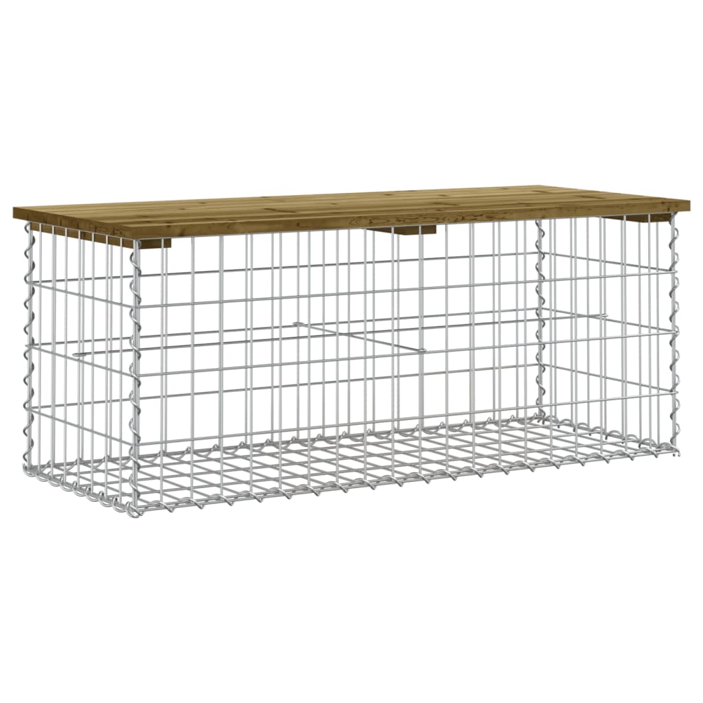 vidaXL Gartenbank aus Gabionen 103x44x42 cm Kiefernholz Imprägniert