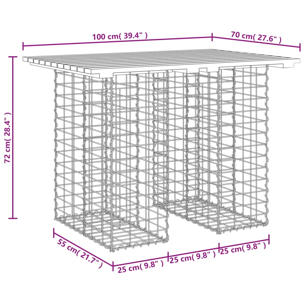 vidaXL Gartenbank aus Gabionen 100x70x72 cm Massivholz Douglasie