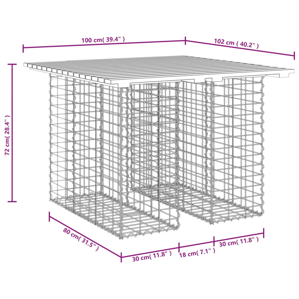vidaXL Gartenbank aus Gabionen 100x102x72 cm Massivholz Douglasie