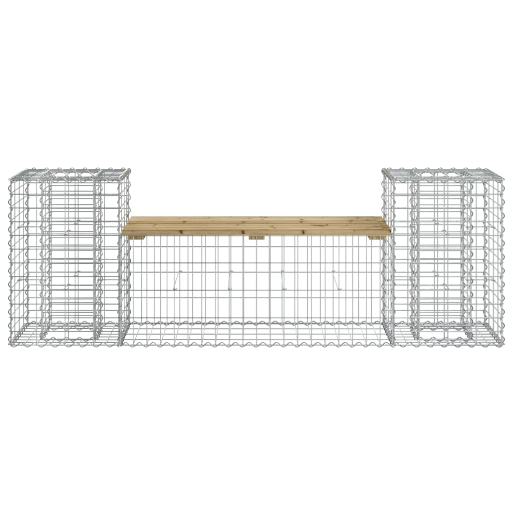 vidaXL Gartenbank aus Gabionen 183x41x60,5 cm Kiefernholz Imprägniert