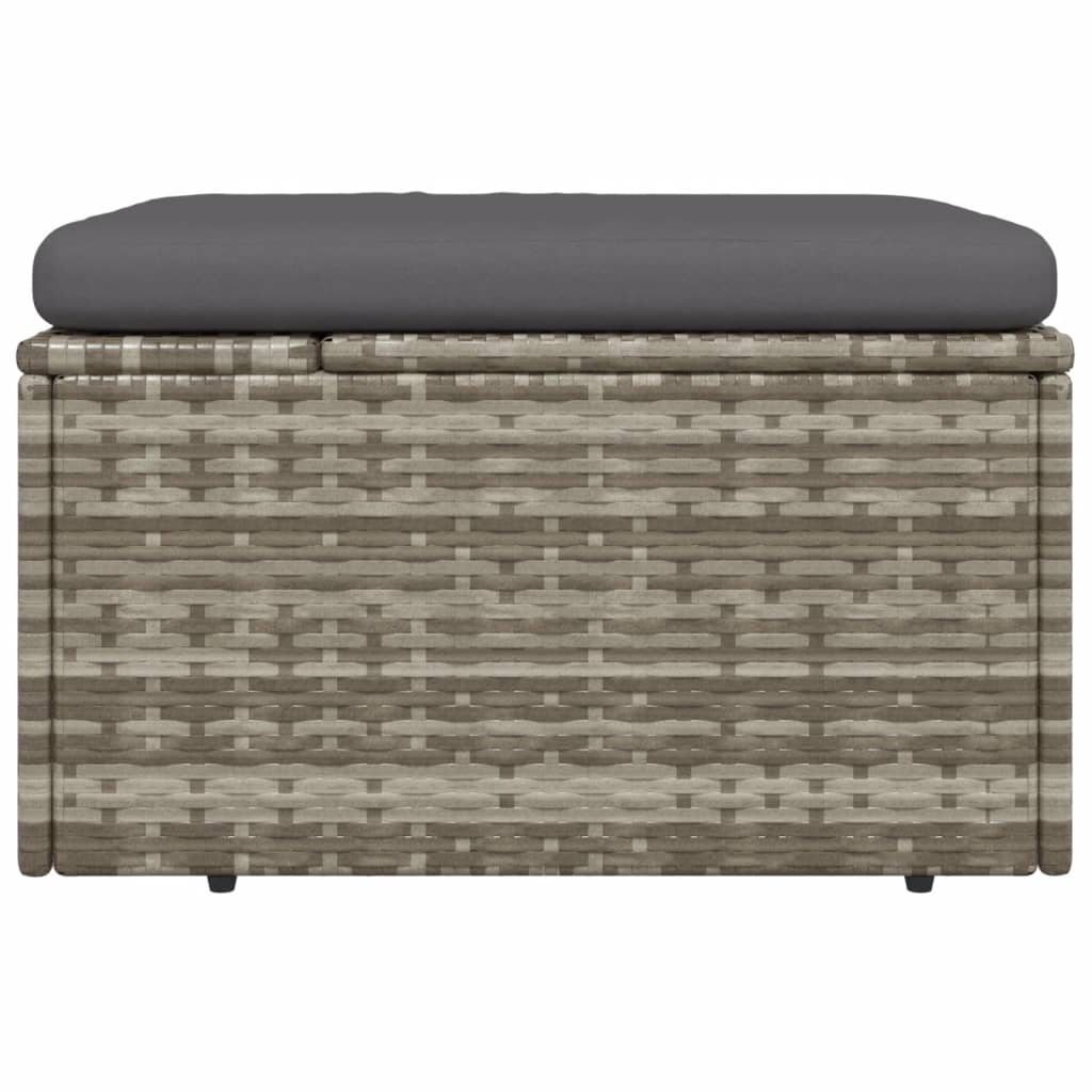 vidaXL Gartenhocker mit Kissen Grau 55x55x30 cm Poly Rattan