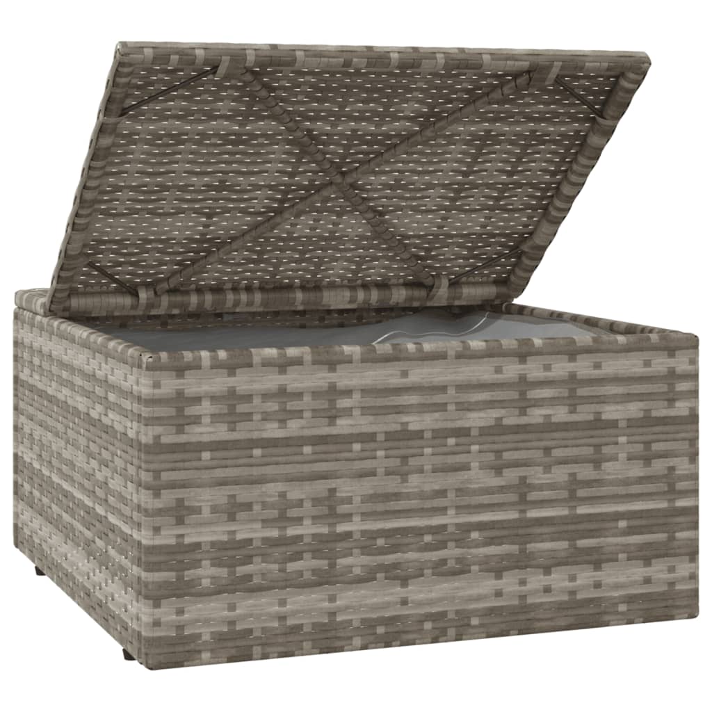 vidaXL Gartenhocker mit Kissen Grau 55x55x30 cm Poly Rattan