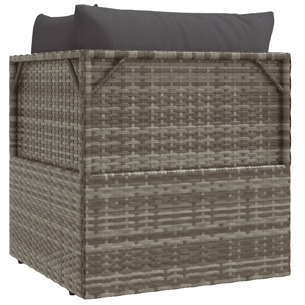 vidaXL Garten-Ecksofa mit Kissen Grau 57x57x56 cm Poly Rattan