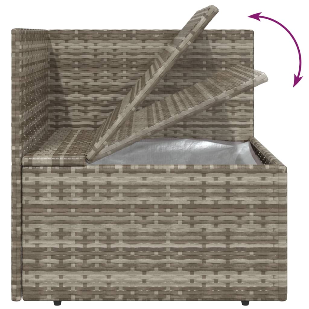 vidaXL Garten-Ecksofa mit Kissen Grau 57x57x56 cm Poly Rattan