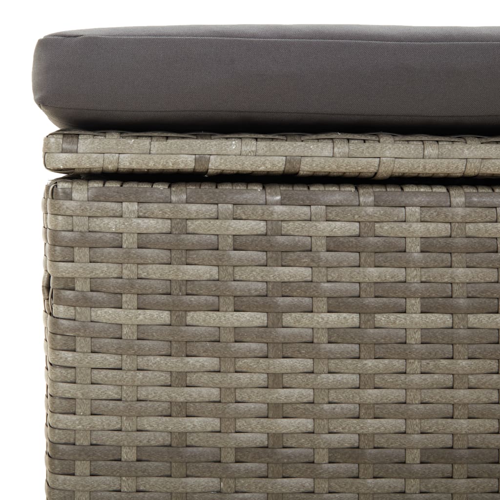 vidaXL Garten-Ecksofa mit Kissen Grau 57x57x56 cm Poly Rattan