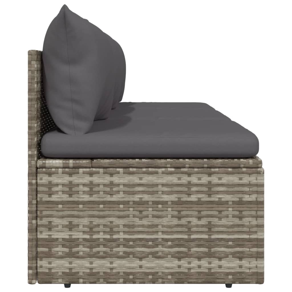 vidaXL Gartensofa 3-Sitzer mit Kissen Grau Poly Rattan