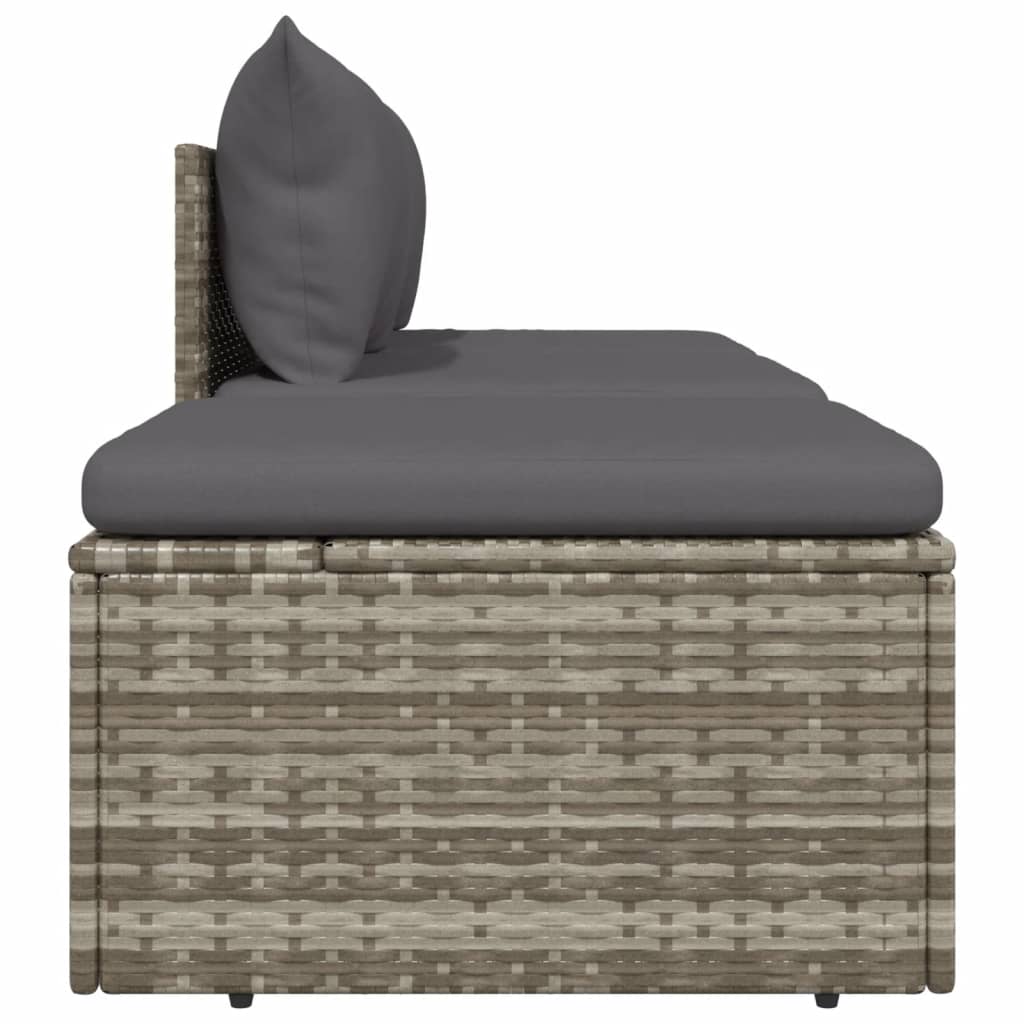 vidaXL 3-tlg. Garten-Lounge-Set mit Kissen Grau Poly Rattan