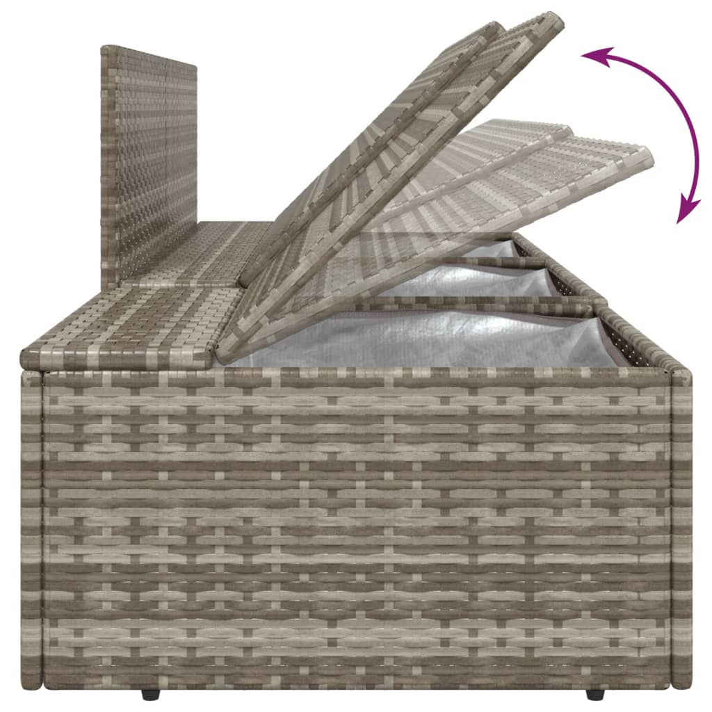 vidaXL 3-tlg. Garten-Lounge-Set mit Kissen Grau Poly Rattan