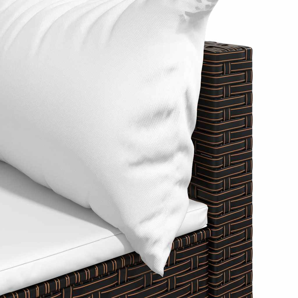 vidaXL 3-tlg. Garten-Lounge-Set mit Kissen Braun Poly Rattan
