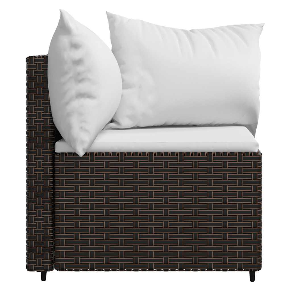 vidaXL Garten-Ecksofas mit Kissen 2 Stk. Braun Poly Rattan