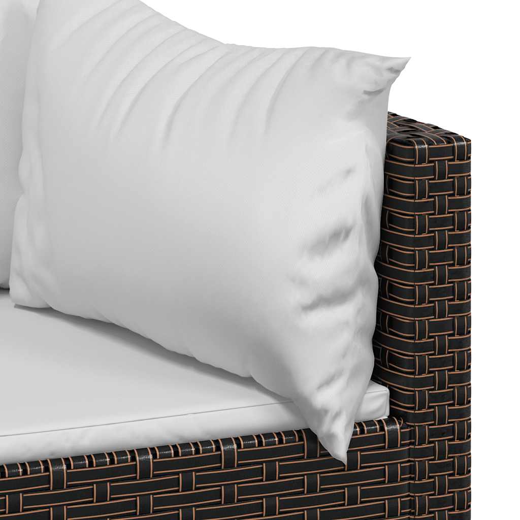 vidaXL Garten-Ecksofas mit Kissen 2 Stk. Braun Poly Rattan