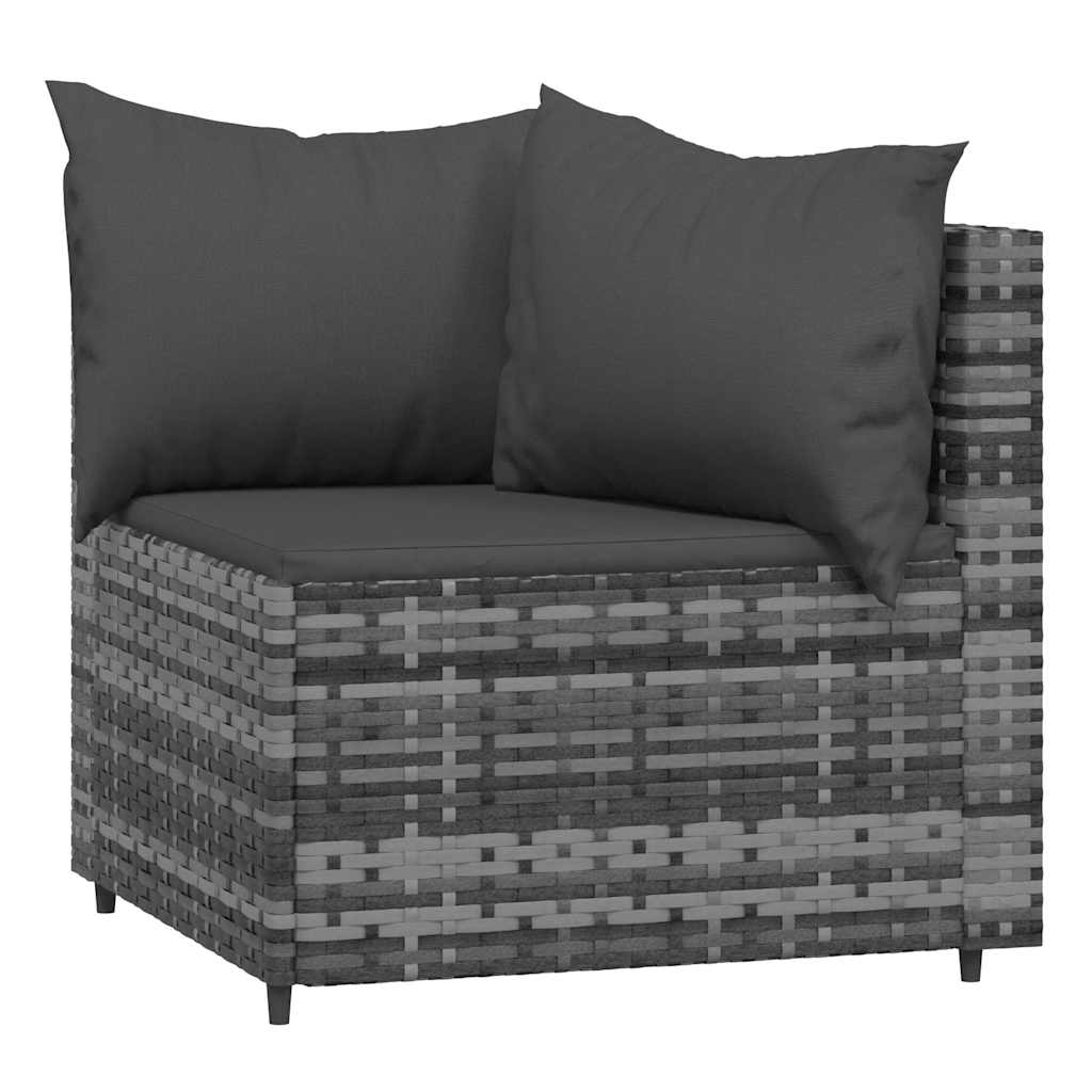 vidaXL Garten-Ecksofas mit Kissen 2 Stk. Grau Poly Rattan