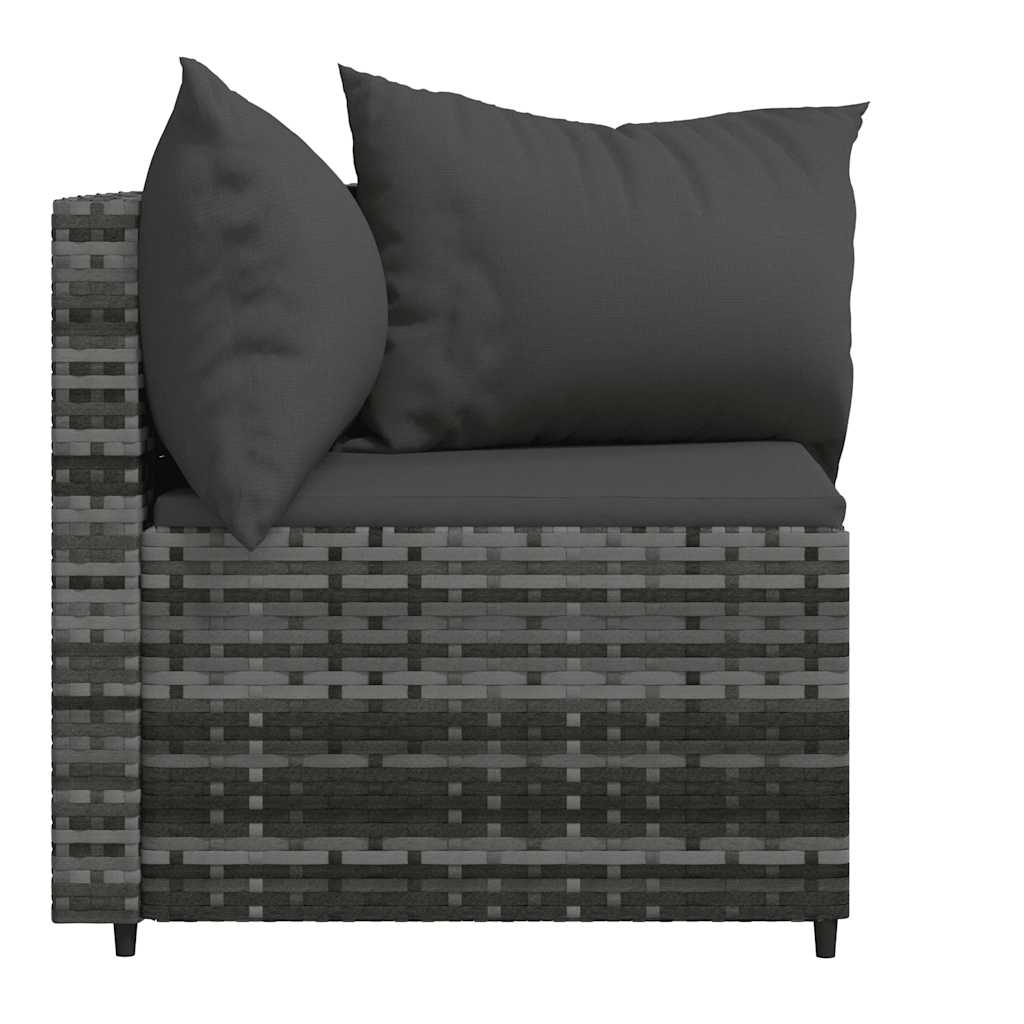 vidaXL Garten-Ecksofas mit Kissen 2 Stk. Grau Poly Rattan