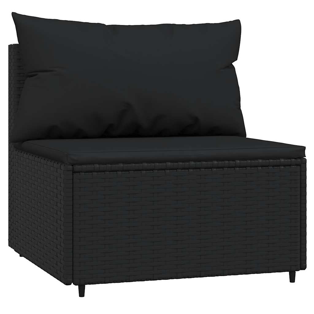 vidaXL 3-tlg. Garten-Lounge-Set mit Kissen Schwarz Poly Rattan