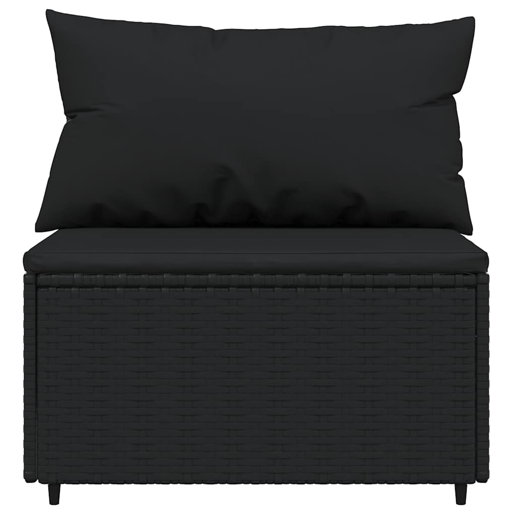 vidaXL 3-tlg. Garten-Lounge-Set mit Kissen Schwarz Poly Rattan