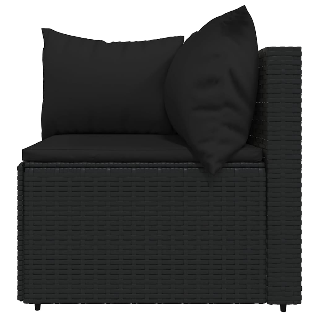vidaXL 3-tlg. Garten-Lounge-Set mit Kissen Schwarz Poly Rattan