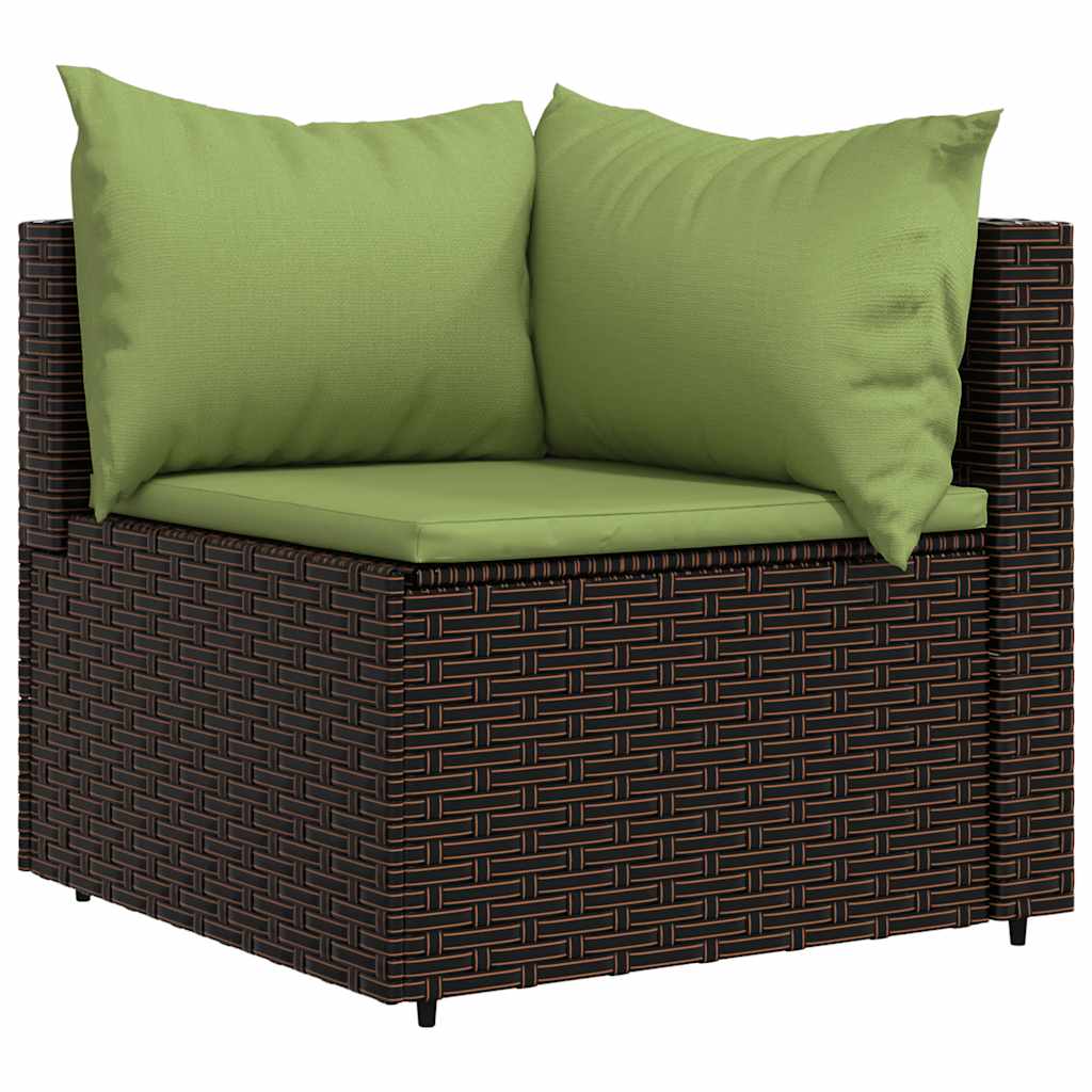 vidaXL Garten-Ecksofas mit Kissen 2 Stk. Braun Poly Rattan