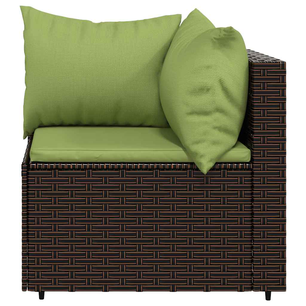 vidaXL Garten-Ecksofas mit Kissen 2 Stk. Braun Poly Rattan