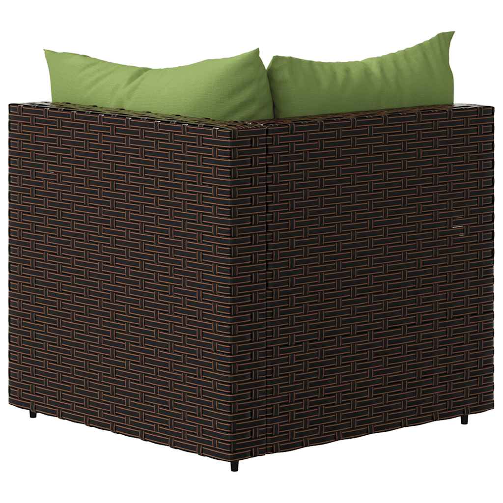 vidaXL Garten-Ecksofas mit Kissen 2 Stk. Braun Poly Rattan